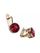 Vintage silver rose gold plated 925 Ruby earrings vec107rp