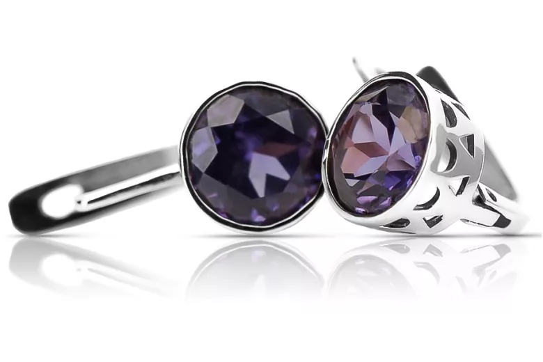 Vintage 925 Argent Alexandrite boucles d'oreilles vec107s