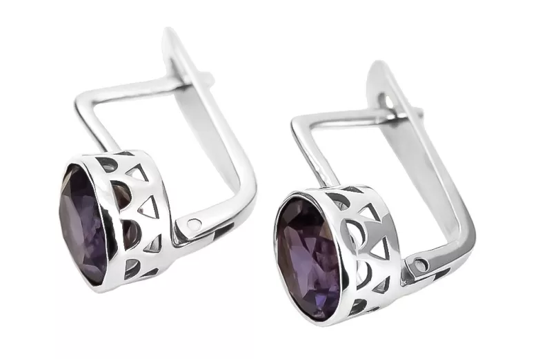 Vintage 925 Argent Alexandrite boucles d'oreilles vec107s