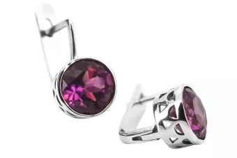 Rusijos Vintage sidabriniai auskariniai 925 su Amethyst vec107s