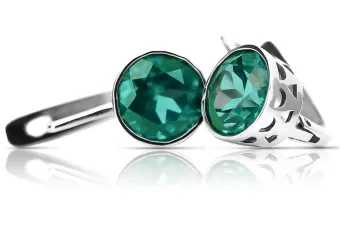 Ruské vinobraní stříbrné náušnice 925 s Emerald Vec107S