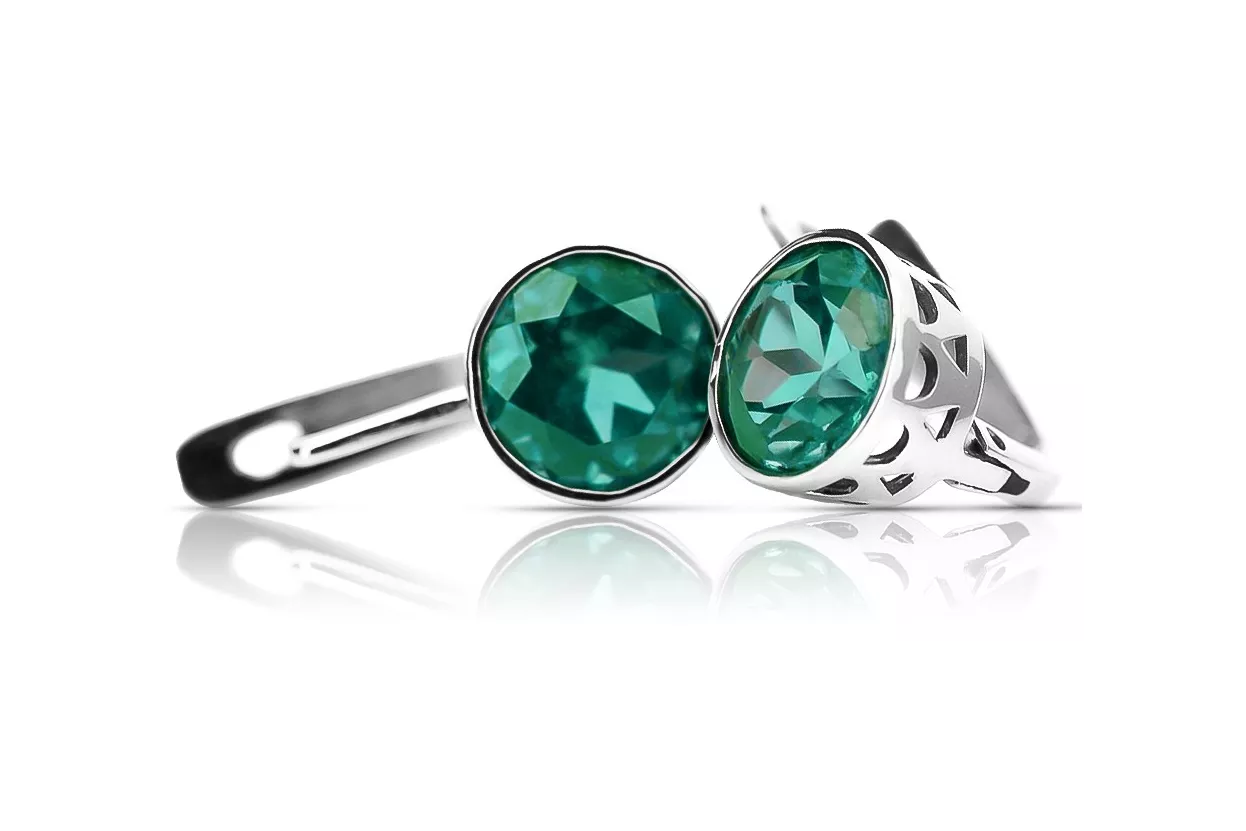 الروسية الفاخرة الأقراط الفضية 925 مع Emerald vec107s