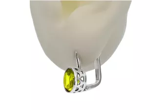 Руски реколта 925 сребърни обеци с перидот vec107s