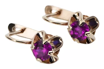 Vintage rose pink 14k 585 gold Amethyst earrings vec018 Russian Soviet style