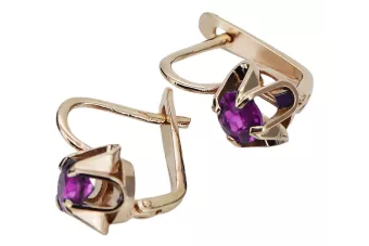 Vintage rose pink 14k 585 gold Amethyst earrings vec018 Russian Soviet style