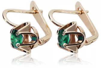 Vintage rose pink 14k 585 gold Emerald earrings vec018 Russian Soviet style