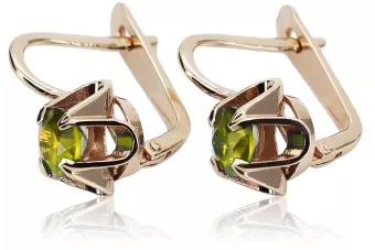Vintage kolczyki z różowego czerwonego 14k złota 585 z Peridotem vec018
