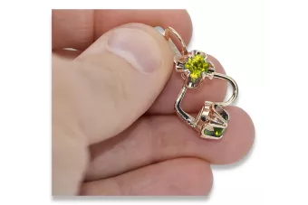 Винтажные серьги из розово-красного золота 585 пробы с перидотом vec018