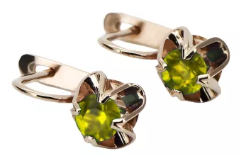 Vintage kolczyki z różowego czerwonego 14k złota 585 z Peridotem vec018
