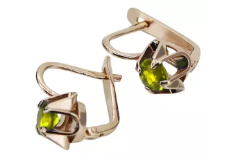 Pendientes vintage en oro rosa rojo 14k 585 con peridoto vec018