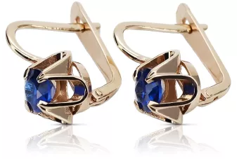Pendientes vintage de oro rosa rojo 14k 585 con zafiro vec018