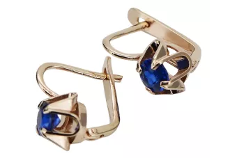 Vintage rose pink 14k 585 gold Sapphire earrings vec018 Russian Soviet style