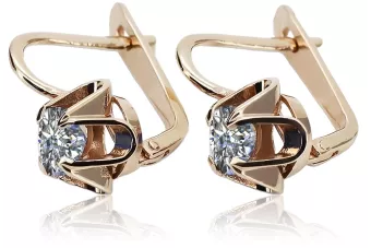 Vintage rose pink 14k 585 gold Zircon earrings vec018 Russian Soviet style