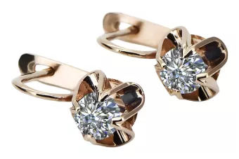 Vintage rose pink 14k 585 gold Zircon earrings vec018 Russian Soviet style
