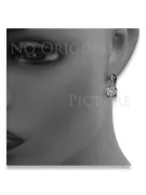 Vintage rose pink 14k 585 gold Setting earrings vec018 Russian Soviet style