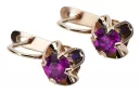Vintage silver rose gold plated 925 Amethyst earrings vec018rp Russian Soviet style