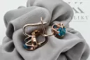 Vintage silver rose gold plated 925 Aquamarine earrings vec018rp Russian Soviet style
