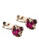 Vintage silver rose gold plated 925 Ruby earrings vec018rp Russian Soviet style