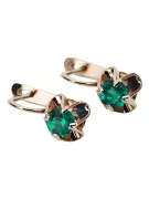 Vintage silver rose gold plated 925 Emerald earrings vec018rp Russian Soviet style