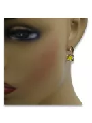 Vintage silver rose gold plated 925 Peridot earrings vec018rp Russian Soviet style