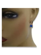 Vintage silver rose gold plated 925 Sapphire earrings vec018rp Russian Soviet style