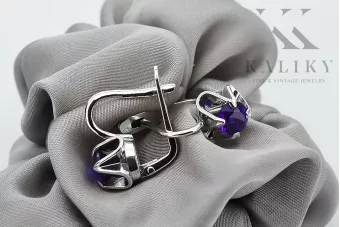 Vintage 925 Silver Alexandrite earrings vec018s Russian Soviet style