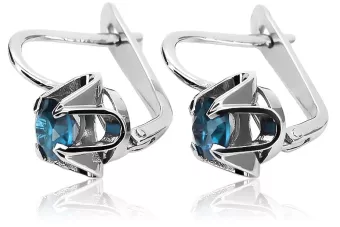 Ρωσικά βιντέα ασημένια ακουστικά 925 με Aquamarine vec018s