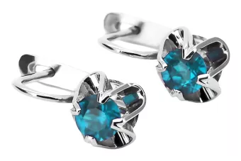Ρωσικά βιντέα ασημένια ακουστικά 925 με Aquamarine vec018s