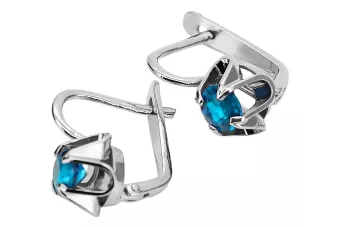 Vintage 925 Silver Aquamarine earrings vec018s Russian Soviet style