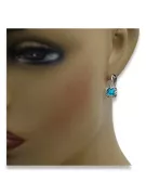 Vintage 925 Silver Aquamarine earrings vec018s Russian Soviet style