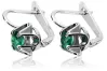 Vintage Silver 925 Emerald Earrings 17mm
