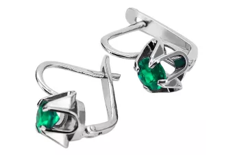 Vintage Silver 925 Emerald Earrings 17mm
