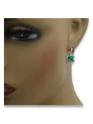 Vintage 925 Silver Emerald earrings vec018s Russian Soviet style