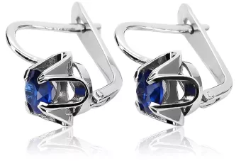 Vintage 925 Silver Sapphire earrings vec018s Russian Soviet style