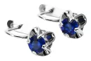 Vintage 925 Silver Sapphire earrings vec018s Russian Soviet style