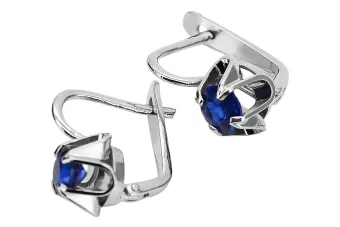 Vintage 925 Silver Sapphire earrings vec018s Russian Soviet style