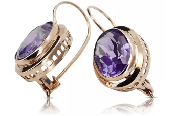Vintage rose pink 14k 585 gold Alexandrite earrings vec114
