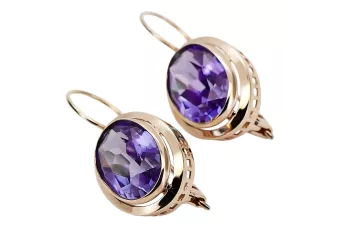 Vintage rose pink 14k 585 gold Alexandrite earrings vec114