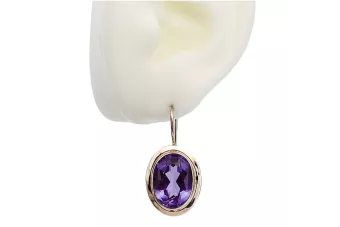 copia de Vintage rosa roja 14k oro 585 aretes de alejandrita vec002