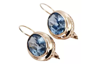 Vintage rose pink 14k 585 gold Aquamarine earrings vec114