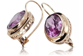 Vintage rose pink 14k 585 gold Amethyst earrings vec114