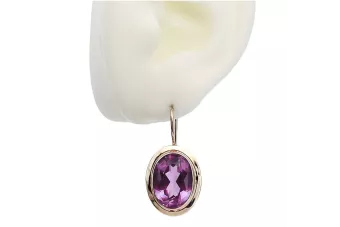 Vintage rose pink 14k 585 gold Amethyst earrings vec114
