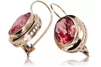 Vintage rose pink 14k 585 gold Ruby earrings vec114