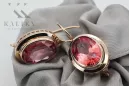 Vintage kolczyki z różowego czerwonego 14k złota 585 z Rubinem vec114
