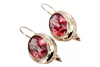 Vintage rose pink 14k 585 gold Ruby earrings vec114