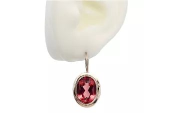 Vintage rose pink 14k 585 gold Ruby earrings vec114