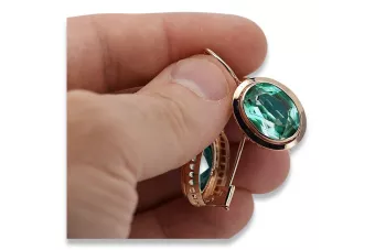 Vintage žiedinės iš rožinės raudonos 14k aukso 585 su Emerald vec114