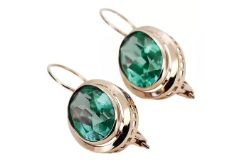 Vintage Ohrringe aus rosarotem 14k Gold 585 mit Smaragd vec114