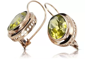 Σκουλαρίκια Vintage Rose Red από χρυσό 14 καρατίων 585 με Peridot vec114