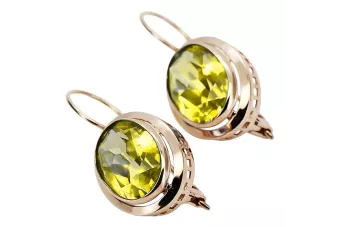 Pendientes vintage en oro rosa rojo 14k 585 con peridoto vec114